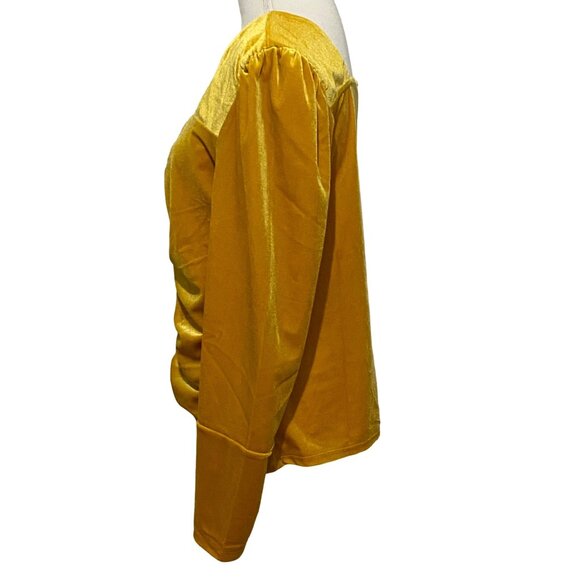 CATO Velour Sweetheart Top L Yellow Orange - Picture 2 of 7